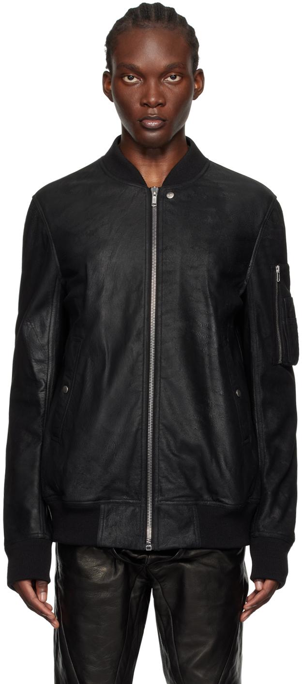 Rick Owens ブラックレザージャケット スタンドカラー