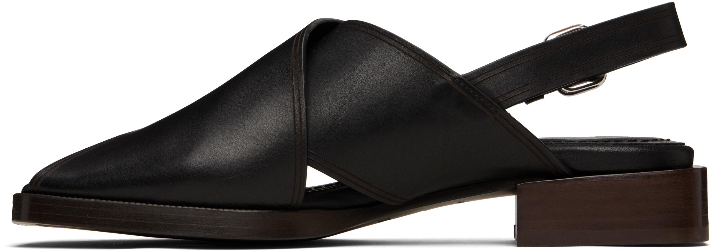 Lemaire Cross Flat Sandals in Black | Lyst