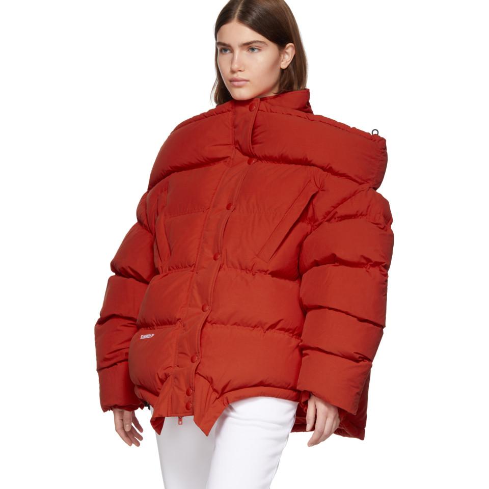 Vetements Synthetic Red Upside Down Puffer Jacket - Lyst