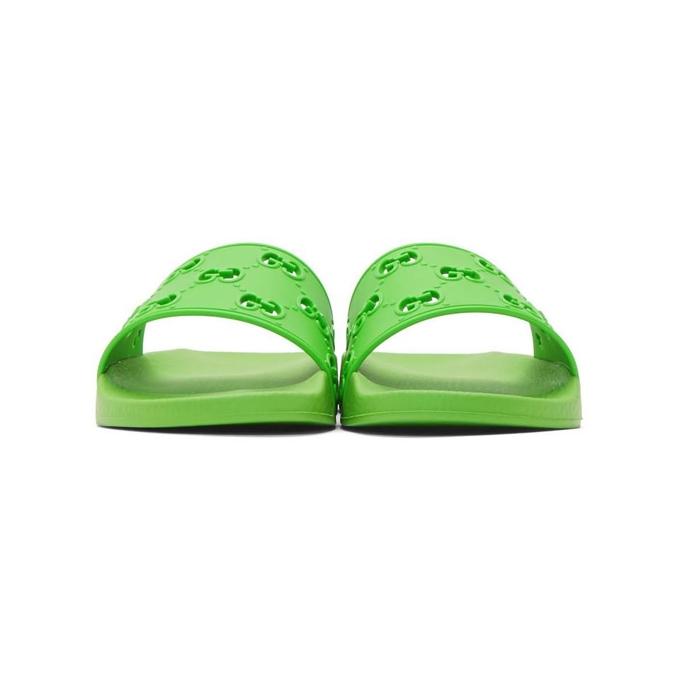 Gucci Green Pursuit GG Pool Slides for Men | Lyst