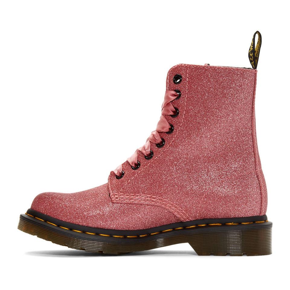 1460 pascal pink glitter boots