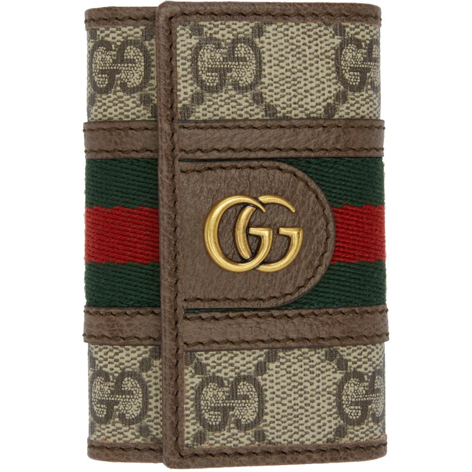 Gucci Canvas Beige Ophidia Key Holder Wallet in Natural for Men Lyst