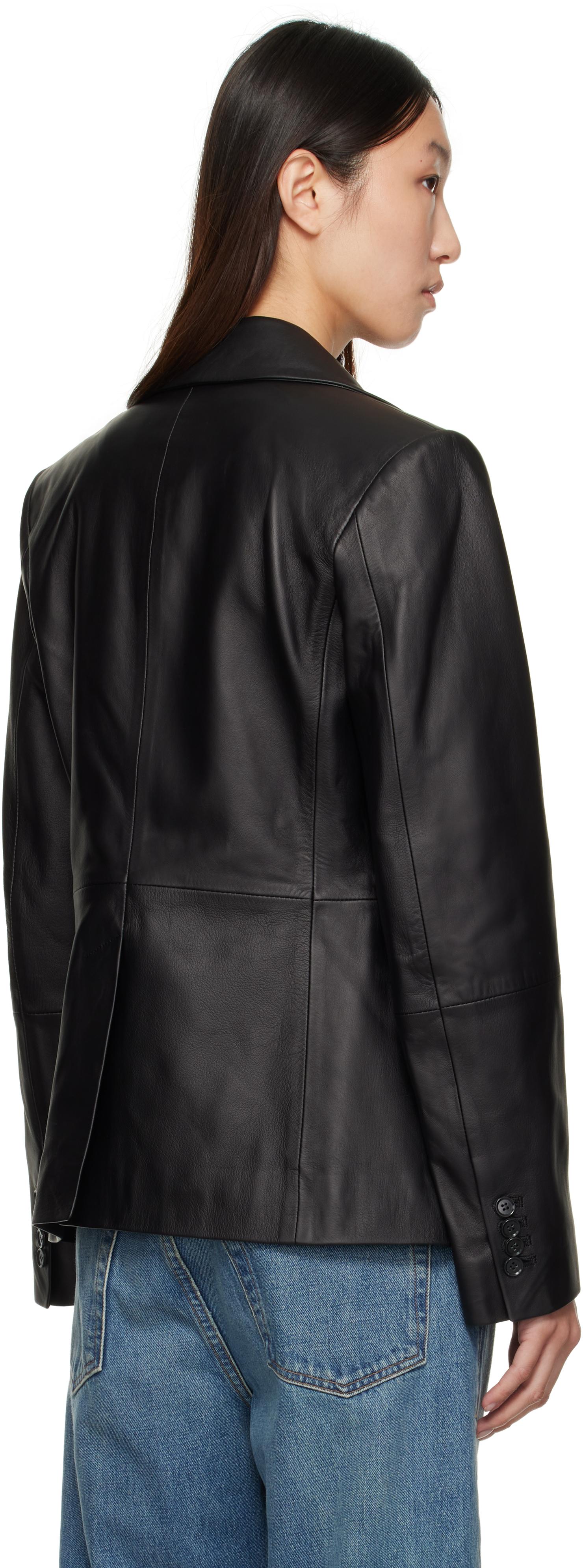 【関税込み】Loulou de Saison ブラック Ascot レザージャケット Loulou de Saison: ブラック Ascot レザージャケット | SSENSE 日本