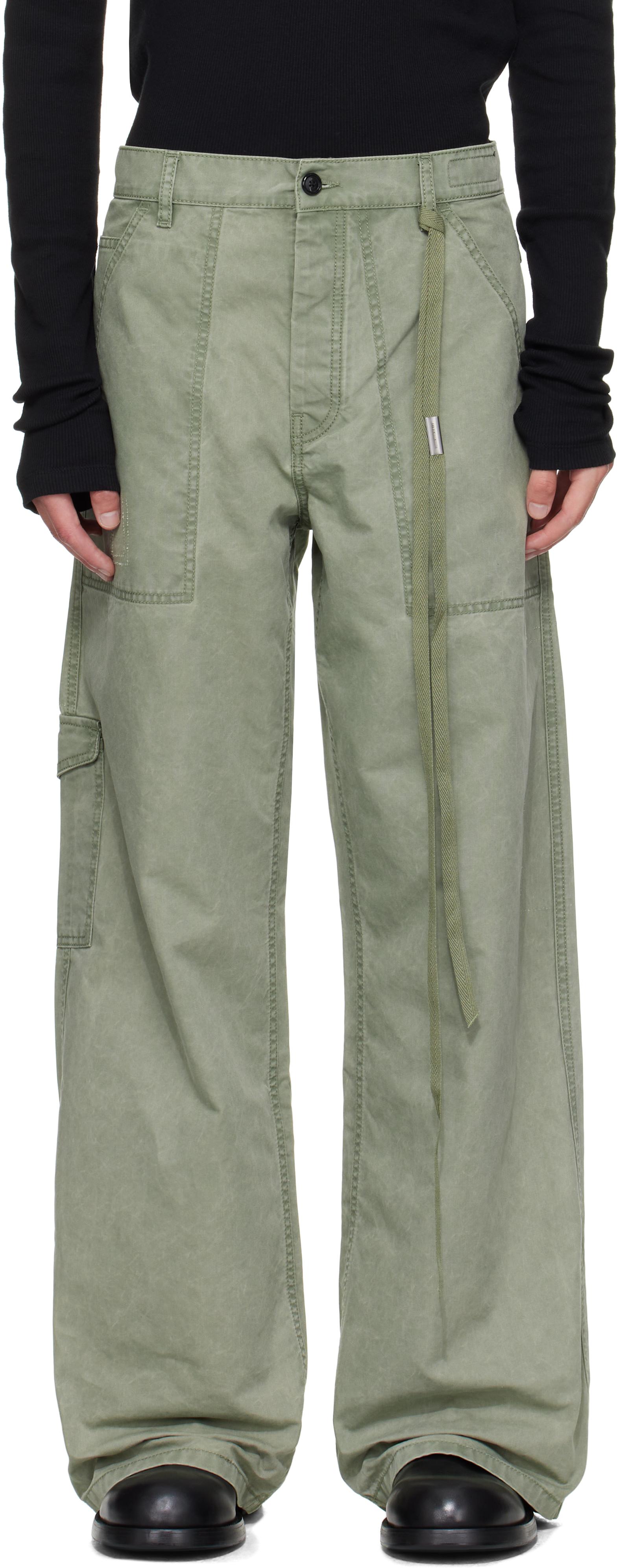 Ann Demeulemeester Monder Workwear Comfort Cargo Pants in Green 