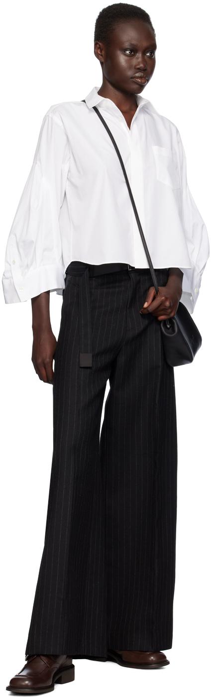 Sacai レディース ホワイト ポプリン シャツ トップス Sacai レディース ホワイト ポプリン シャツ トップス