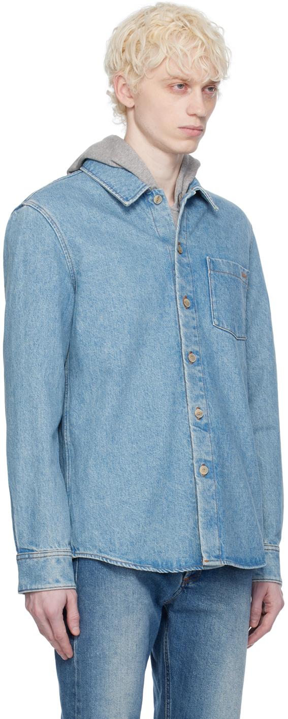 A.P.C. メンズ ブルー Vittorio Brodée Poitrine デニムシャツ A.P.C. メンズ ブルー Vittorio Brodée Poitrine デニムシャツ