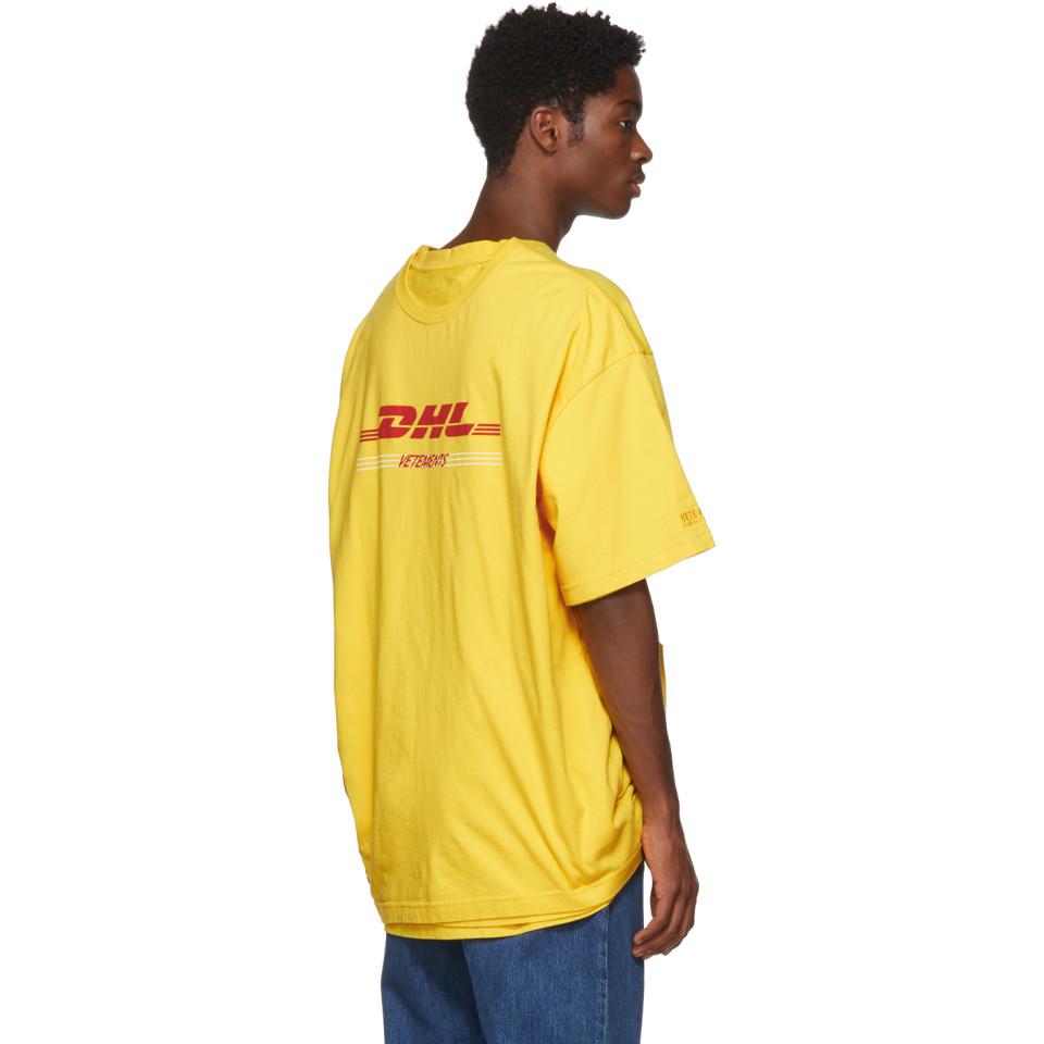Vetements Cotton Yellow Dhl Double T-shirt for Men | Lyst