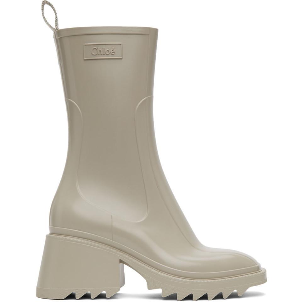 Chloé Beige Betty Rain Boots in Natural - Lyst