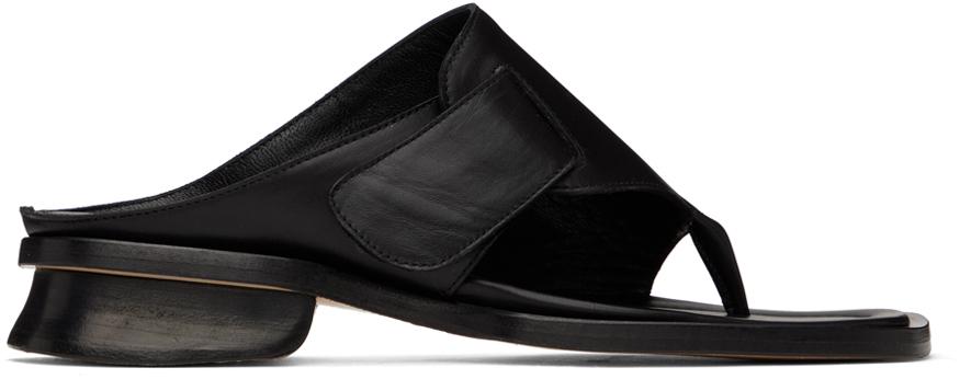 Marni レディース ブラック レザー Pablo サボ フラットシューズ Marni レディース ブラック レザー Pablo サボ フラットシューズ