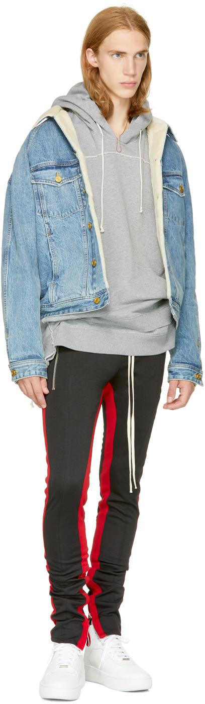 fear of god track pants black red