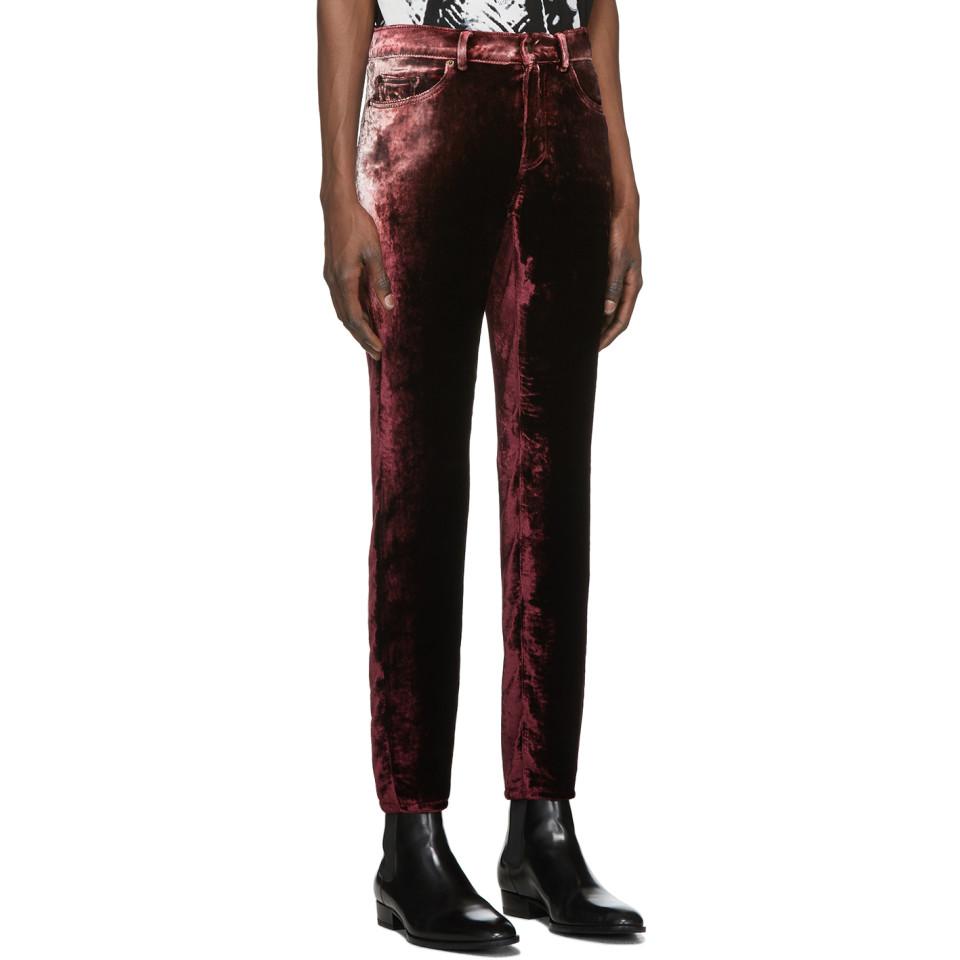 Buy Maroon Velvet Fringe Lace Tulip Pants Online At Best Price   Sassafrasin