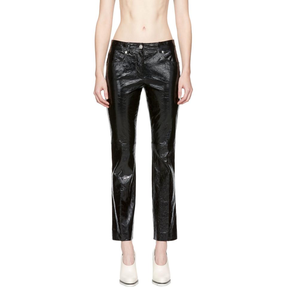 patent leather flare pants