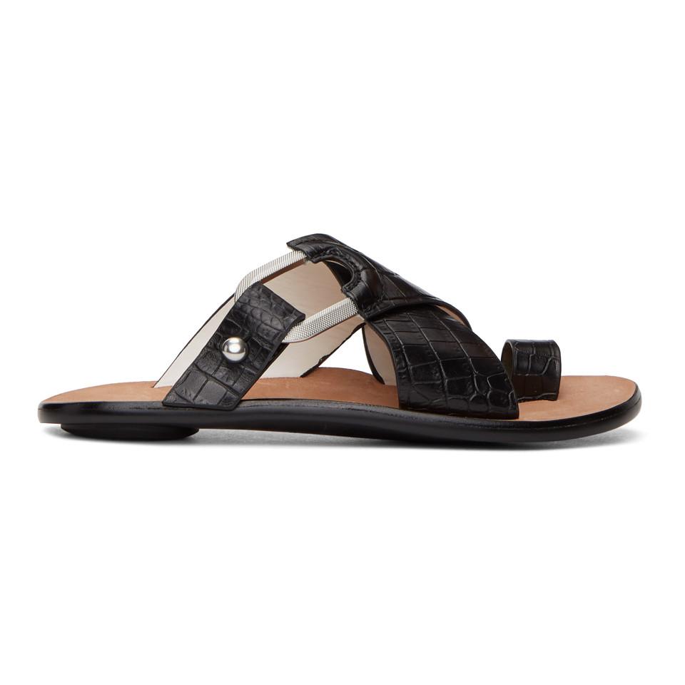Rag & Bone Leather August Mock-croc Slide Sandals in Black Croc Print (Black) - Save 50% - Lyst