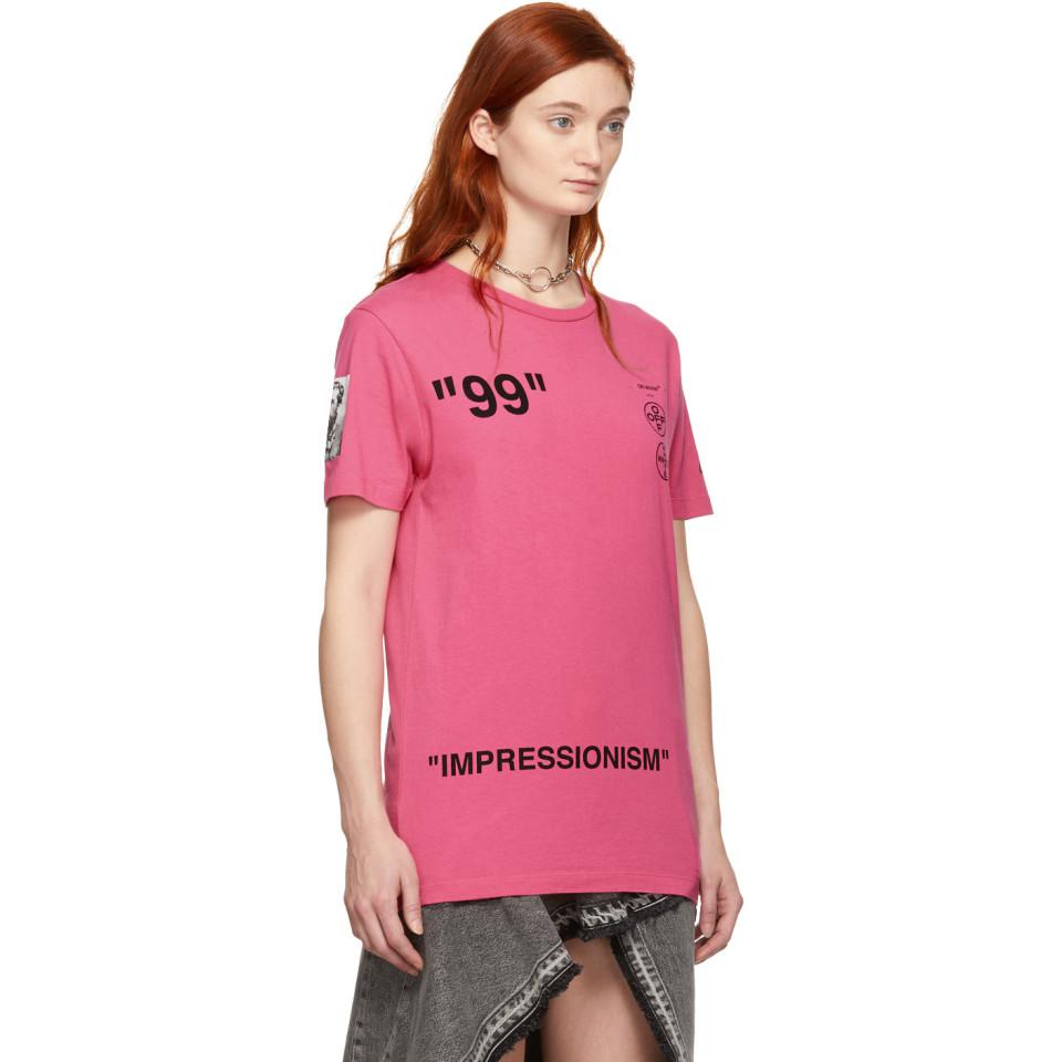 Off white impressionism t shirt pink Clearance