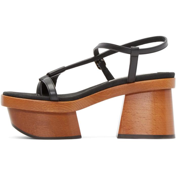 Stella McCartney Black Wood Platform Sandals in Brown | Lyst
