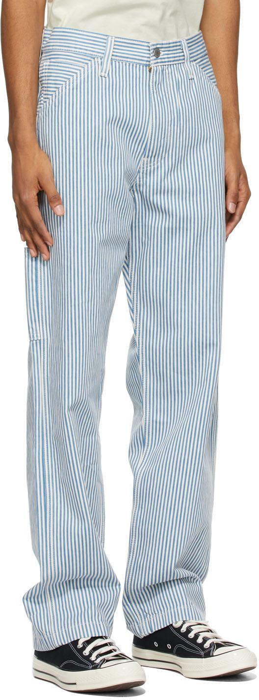 Levi's Blue Striped Stay Loose Carpenter Trousers for Men | Lyst