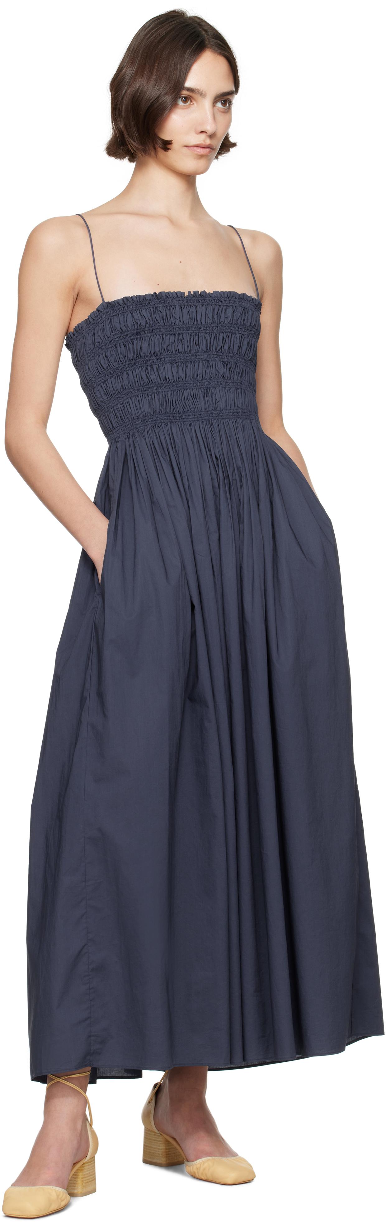 【関税込み】Matteau ネイビー Shirred Bodice マキシワンピース Matteau ネイビー Shirred Bodice マキシワンピース ブラック | Lyst