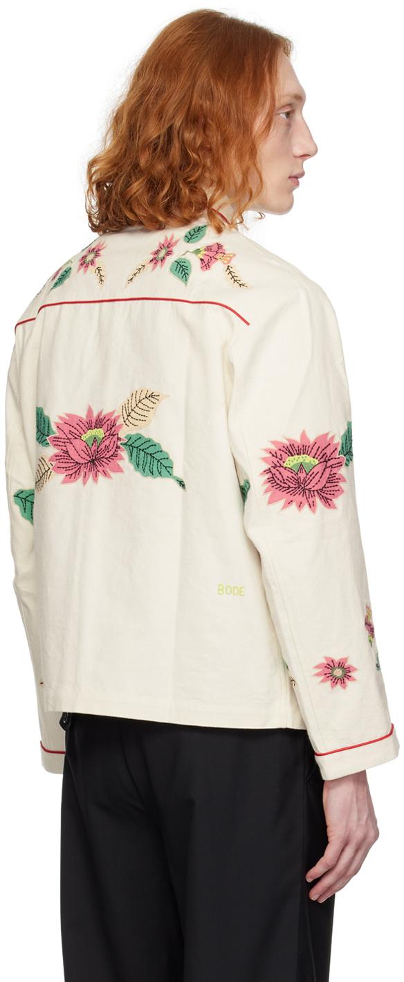 Bode メンズ ナチュラル ホワイト 刺繍 長袖tシャツ シャツ 