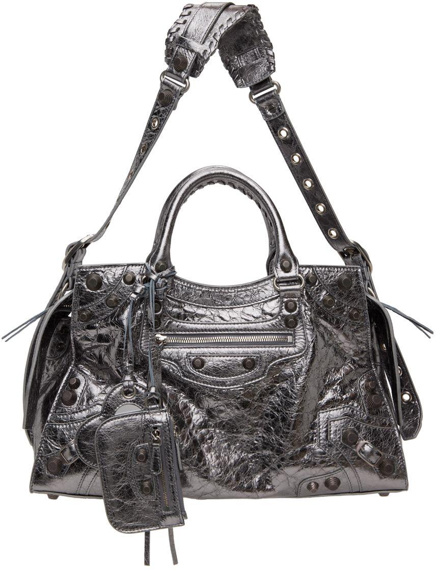 Balenciaga Silver Neo Cagole City Bag in Black | Lyst