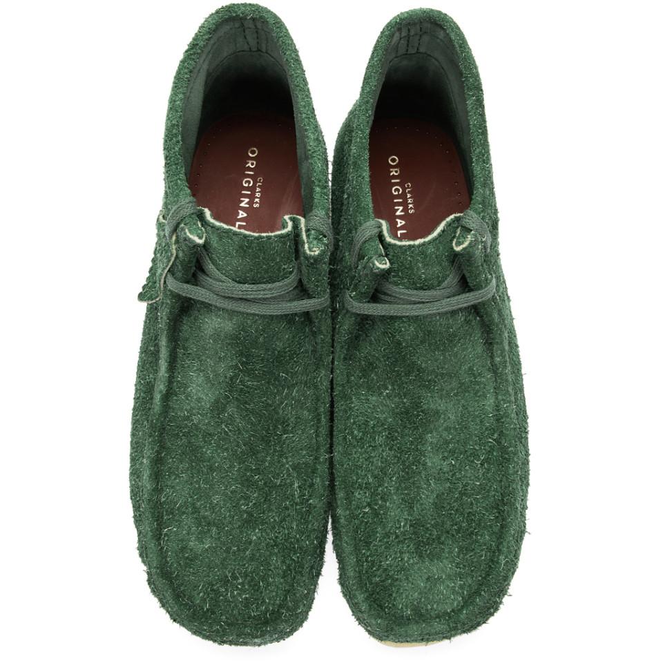 Clarks Green Hairy Suede Wallabee Boots for Men | Lyst