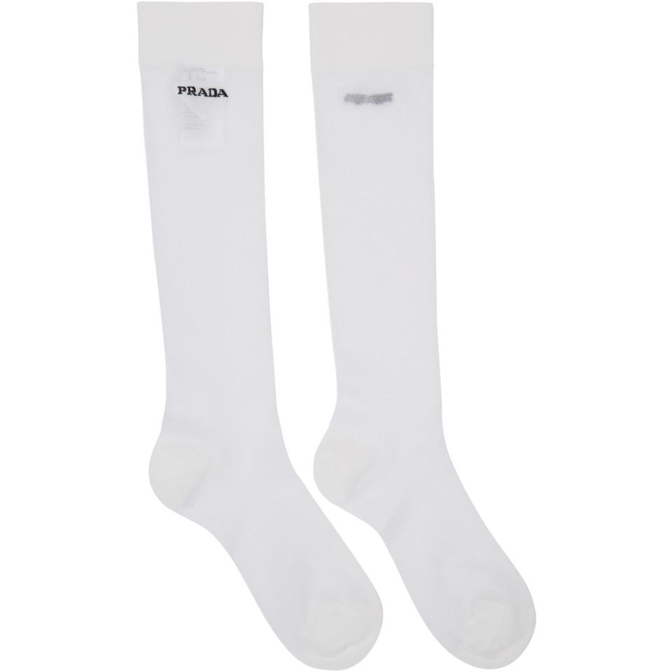 prada sheer logo socks