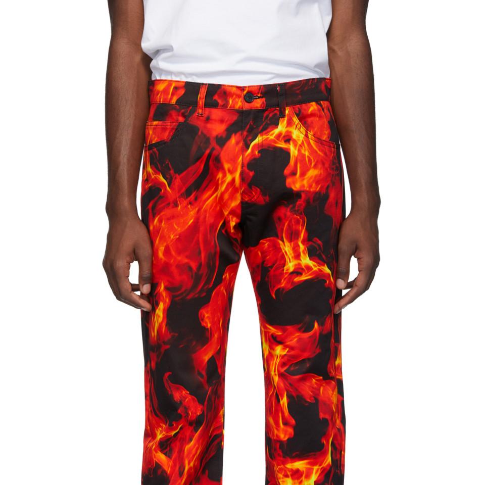 flame print jeans