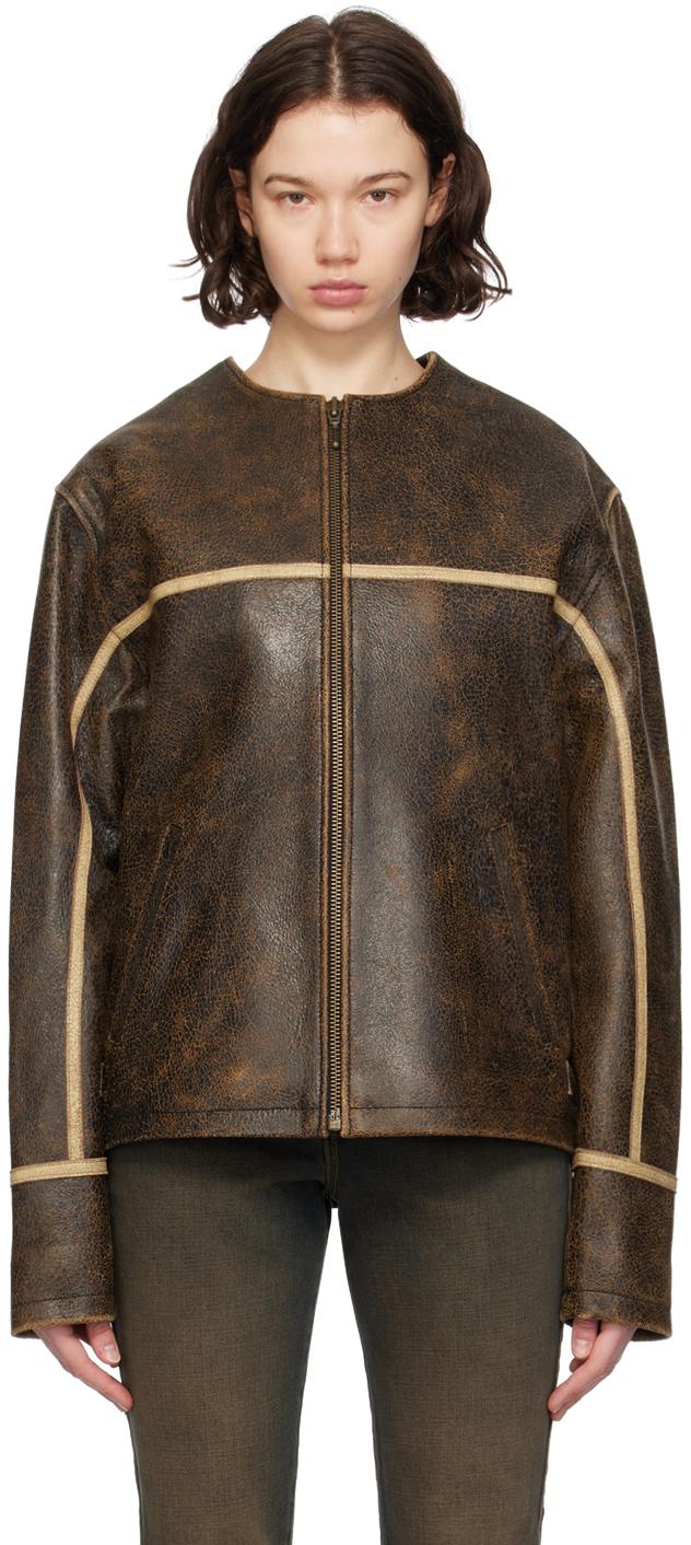 【関税込み】GUESS USA ブラウン ヴィンテージ レザージャケット Guess ブラウン クラックレザー ジャケット ブラック | Lyst