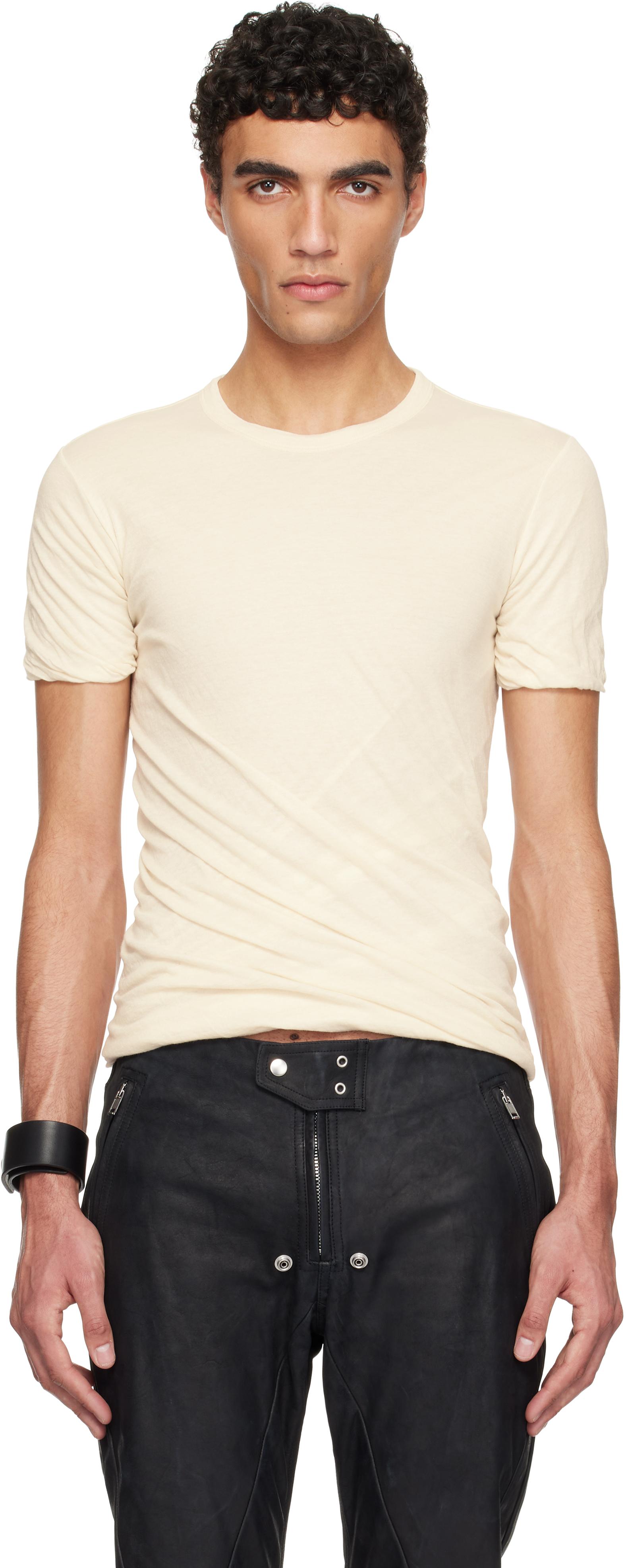 メンズ Rick Owens オフホワイト Hollywood Double 半袖Tシャツ 