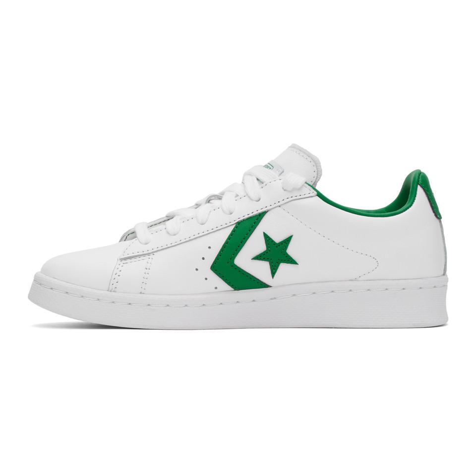 Converse White And Green Leather Pro Og Sneakers for Men | Lyst