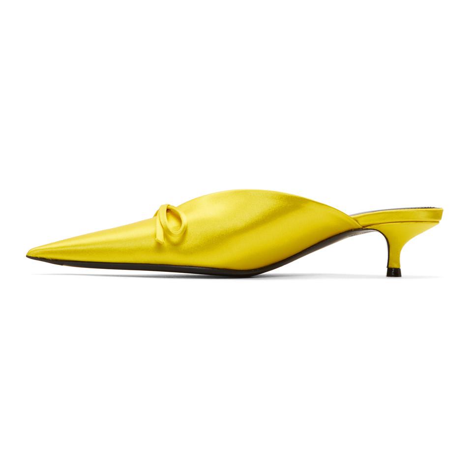 Balenciaga Yellow Satin Knife Mules | Lyst