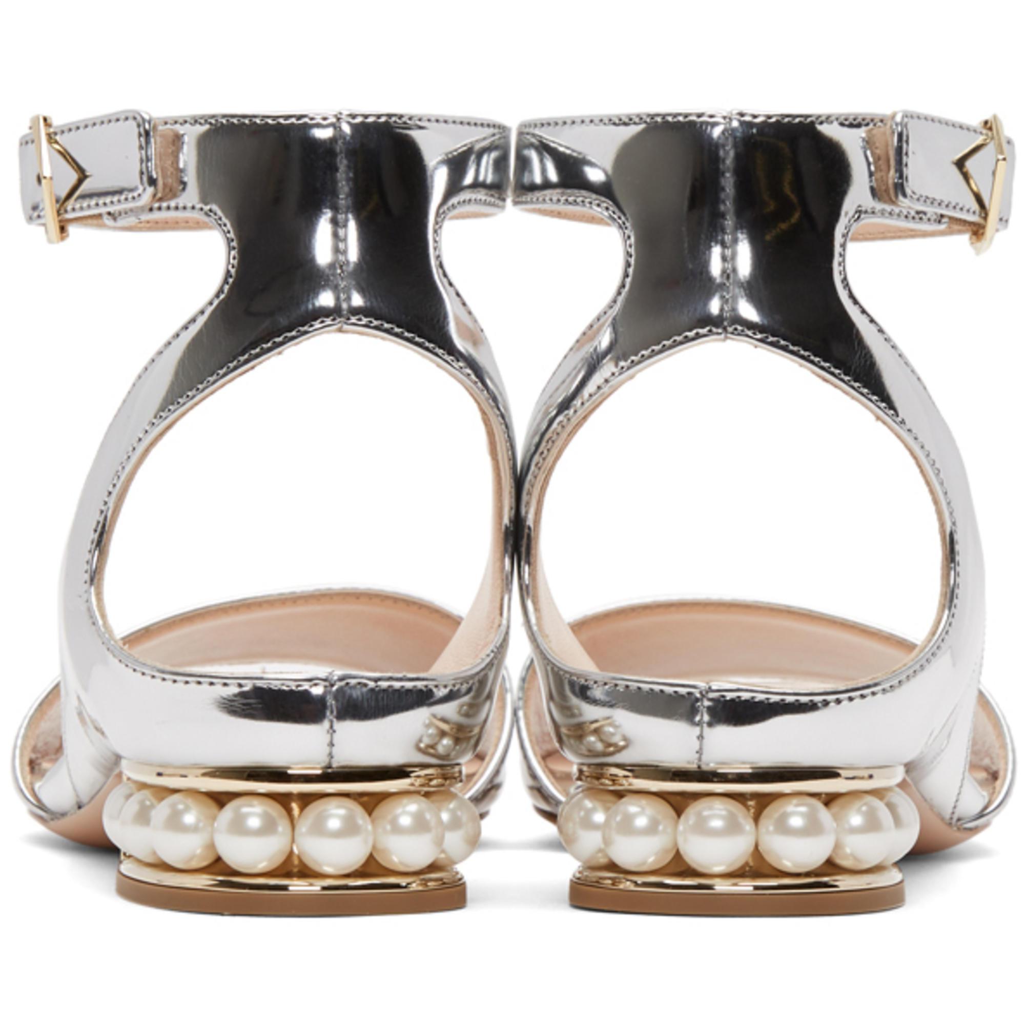 silver and pearl sandals