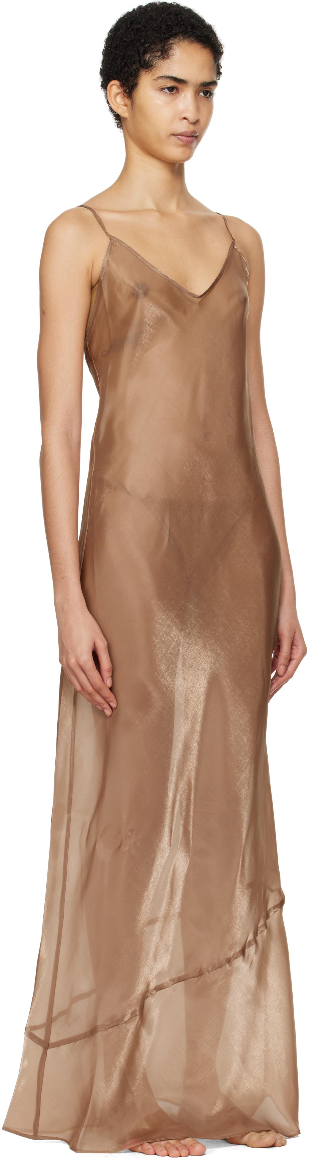 empire waist womens dresses Silver Crystal Embellished Empire-Waist Dress in Beige 3XL / 60 / Matching Embroidered Scarf (24 X 71 Inches)
