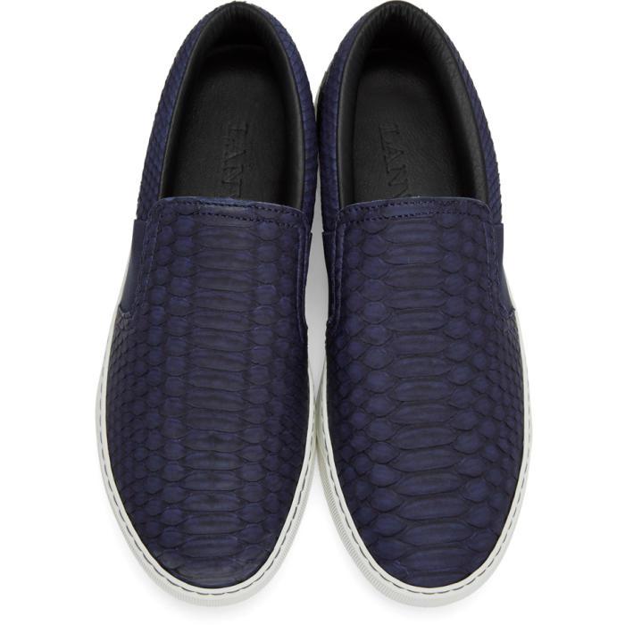 Lanvin Leather Navy Python Slip-on Sneakers in Blue for Men - Lyst