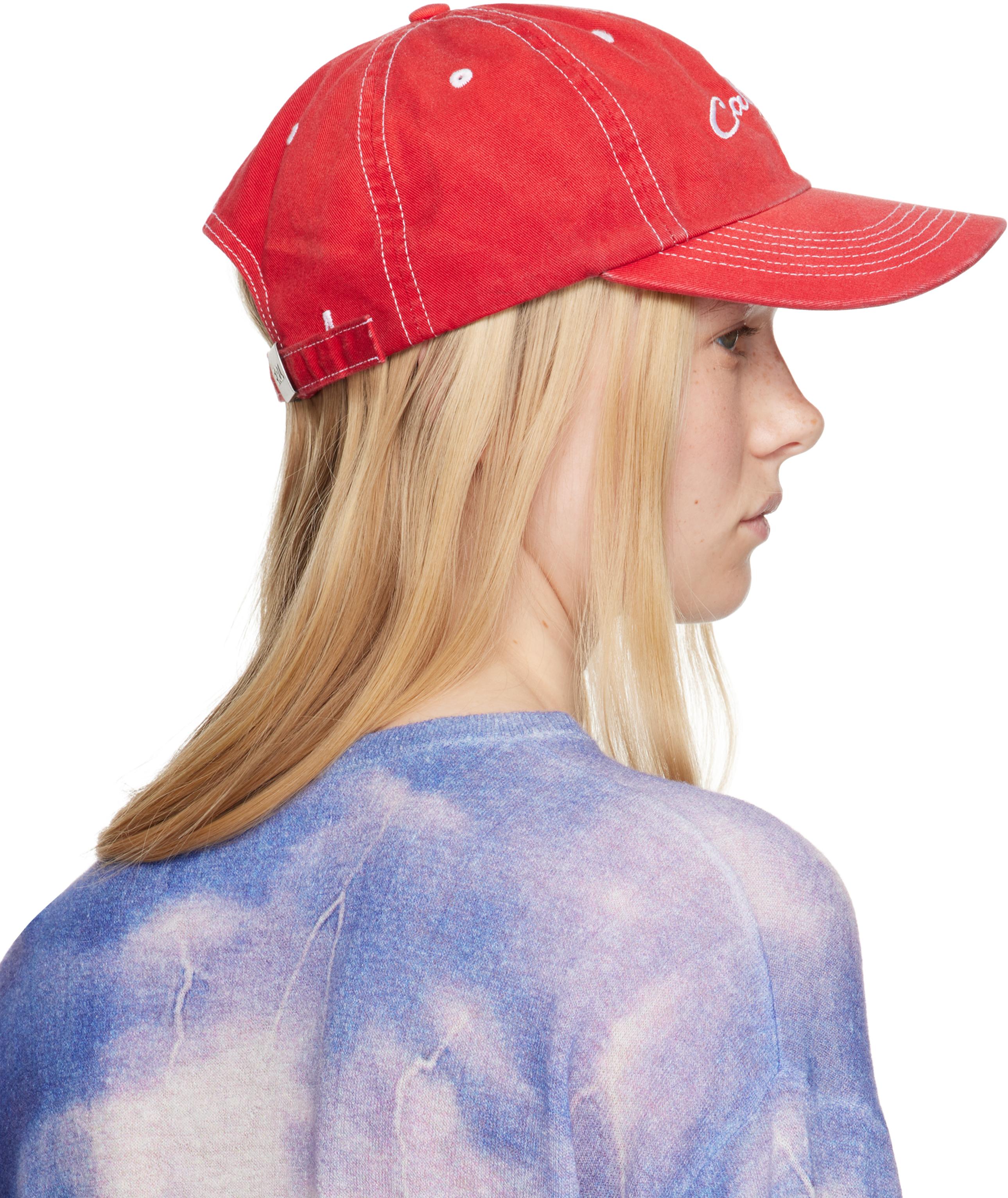【関税込み】ERL レッド 'California' Embroidered キャップ ERL: Red 'California' Embroidered Cap | SSENSE