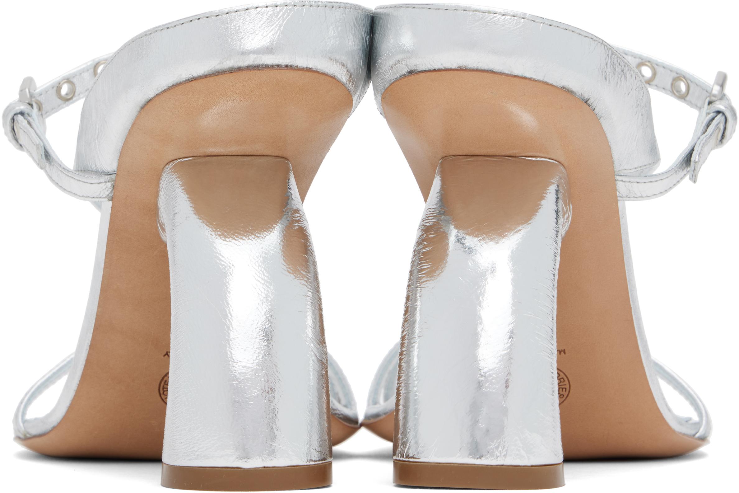 Dries Van Noten シルバー Strappy Sculptural ヒールサンダル