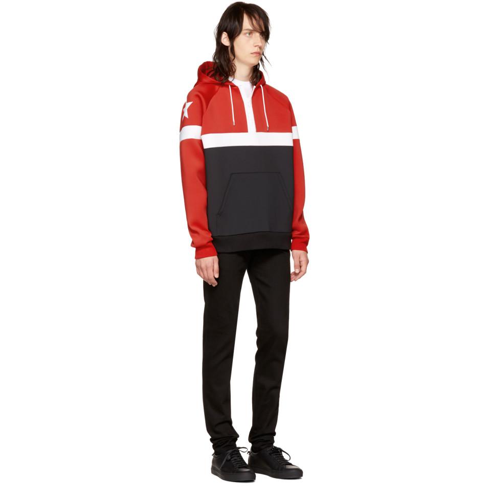 Givenchy Red Neoprene Stars Hoodie for 