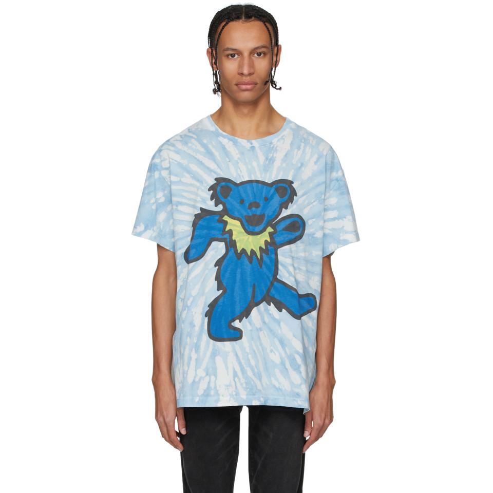 Amiri Blue Tie-dye Grateful Dead Bear T-shirt for Men