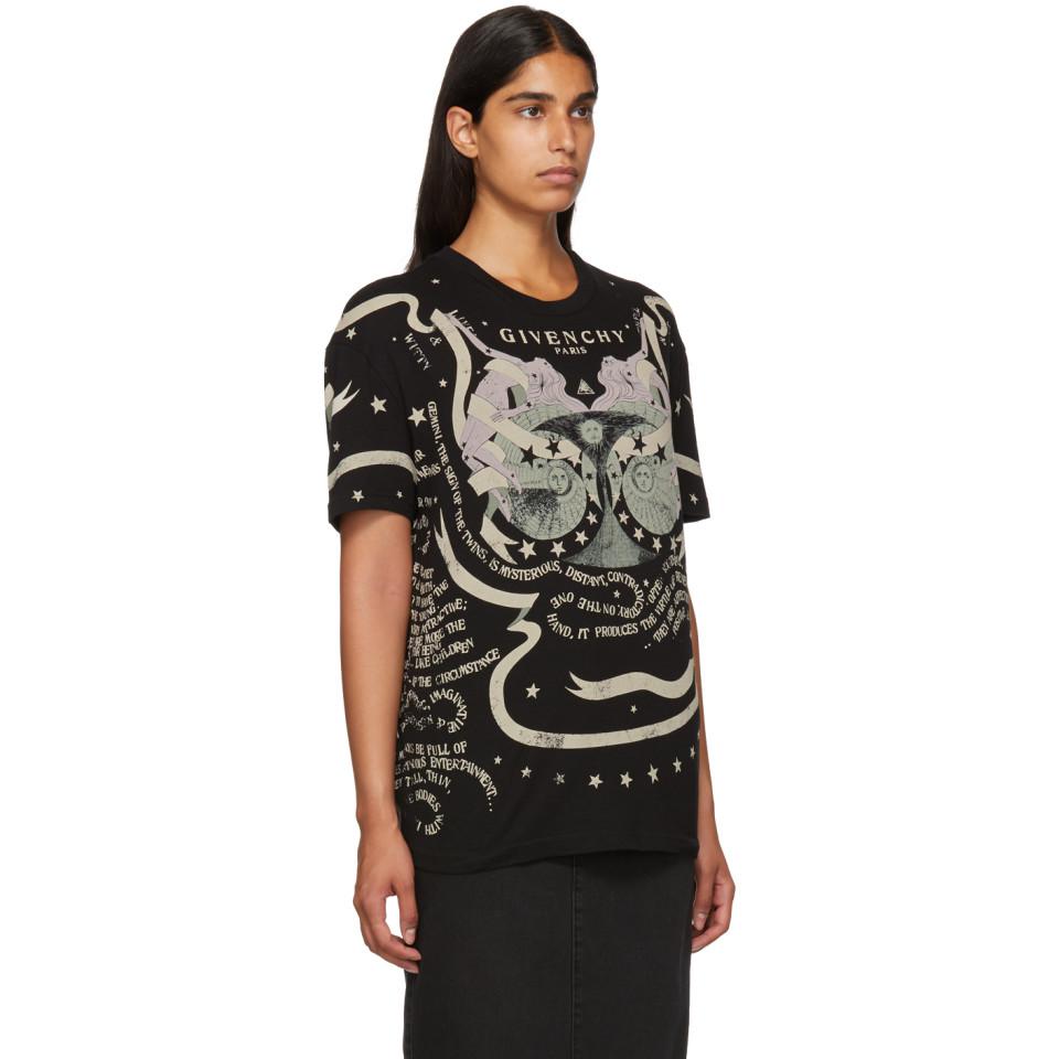Givenchy Cotton Black Astrology Logo T 