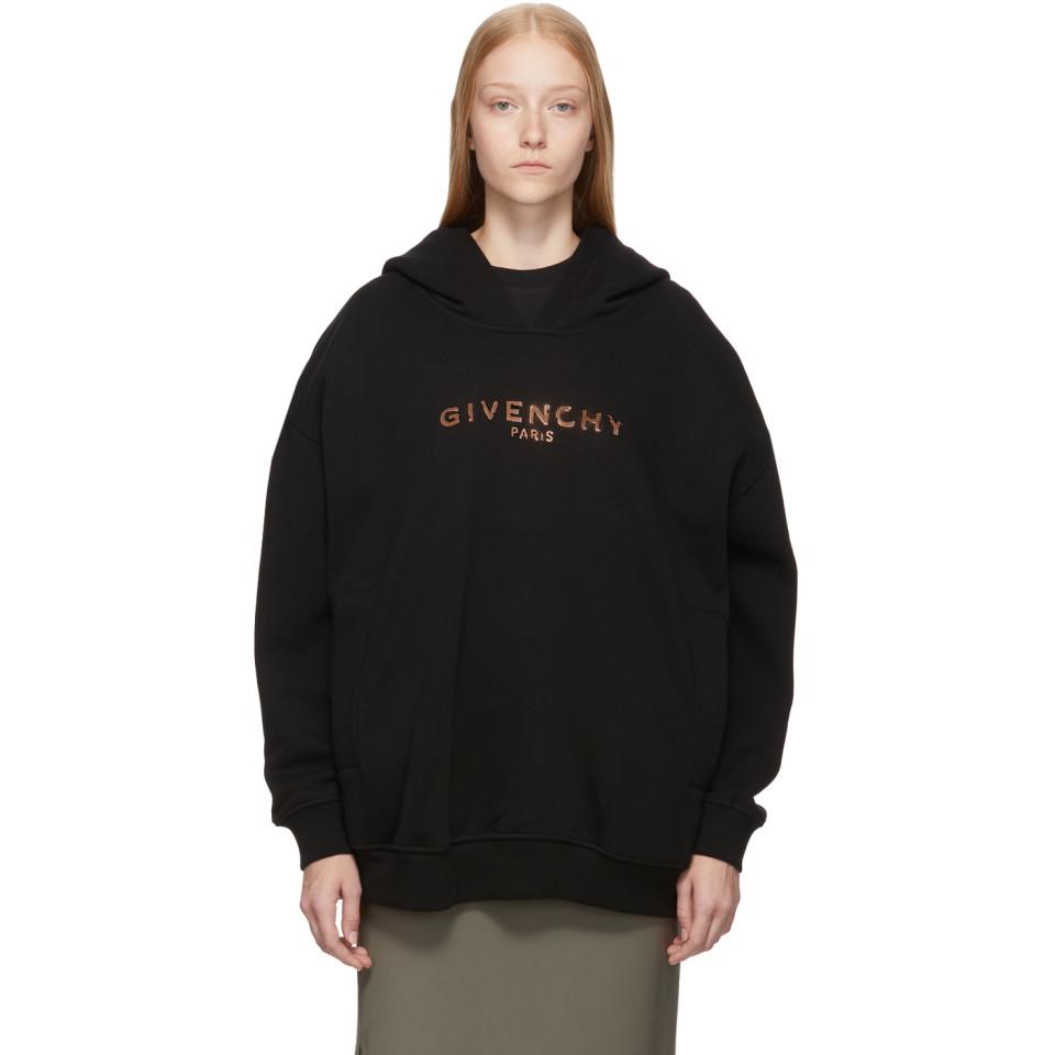 Givenchy Black And Rose Gold Logo Hoodie - Lyst