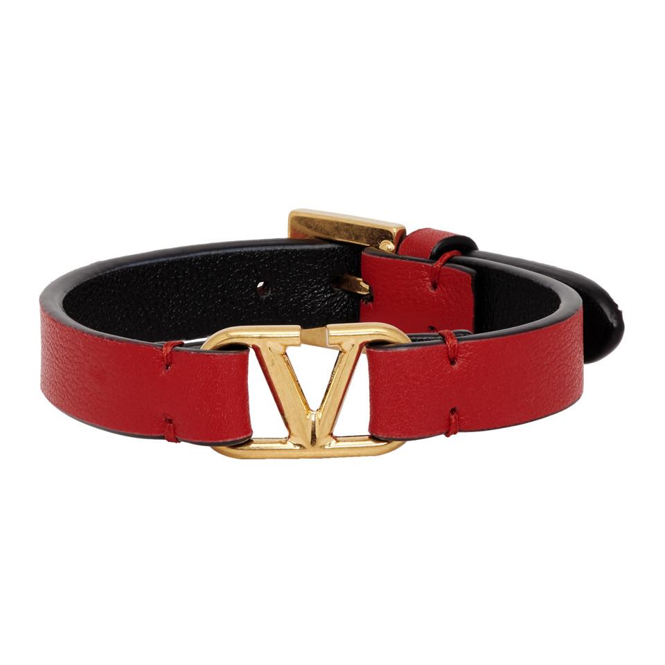 Valentino Garavani Leather Vlogo Signature Calfskin Bracelet in 