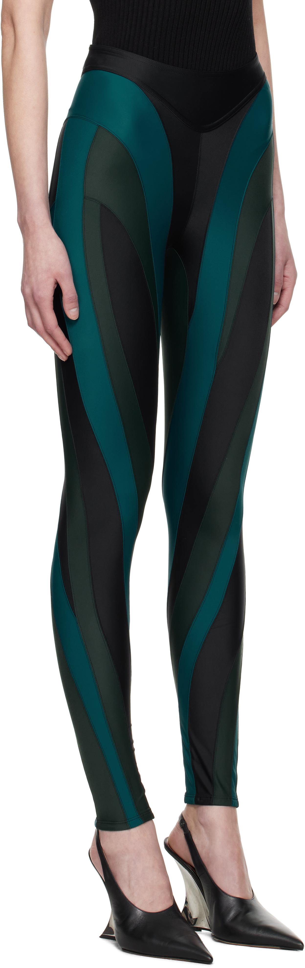 【関税込み】Mugler ブラウン＆ブラック Shiny Lycra レギンス Mugler Shiny Lycra Legging in Cinnamon & Black | FWRD