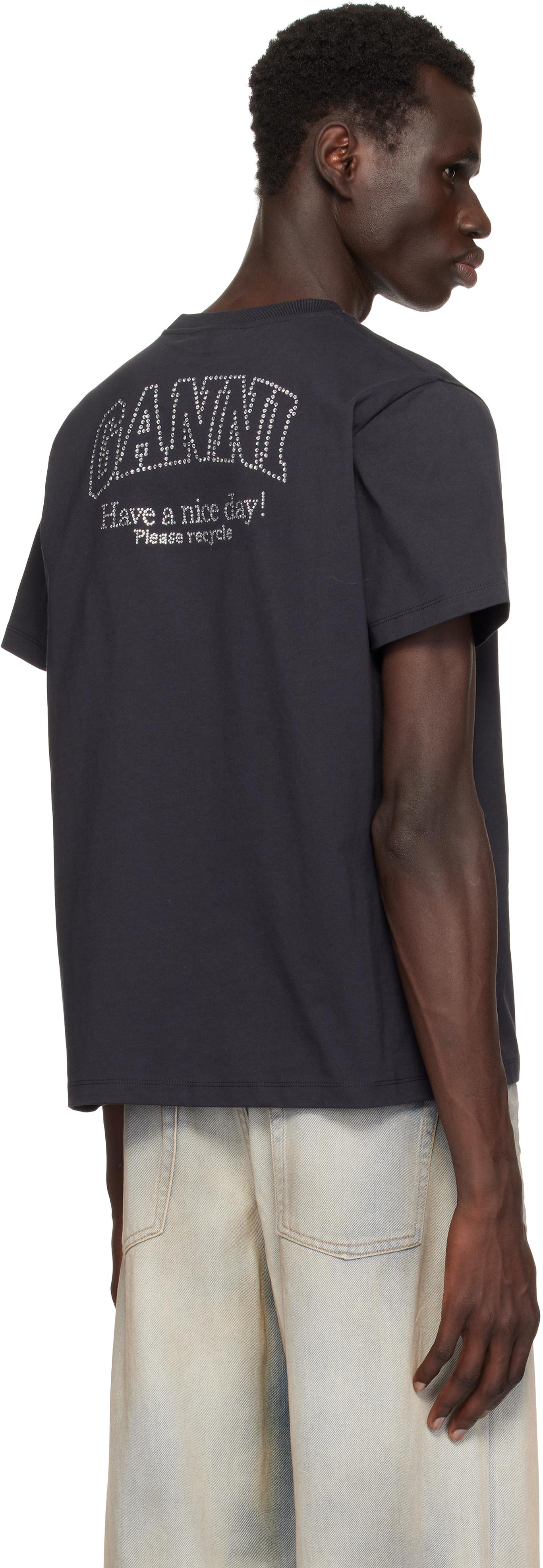 Ganni Relaxed Rhinestone T-Shirt in Black for Men | Lyst