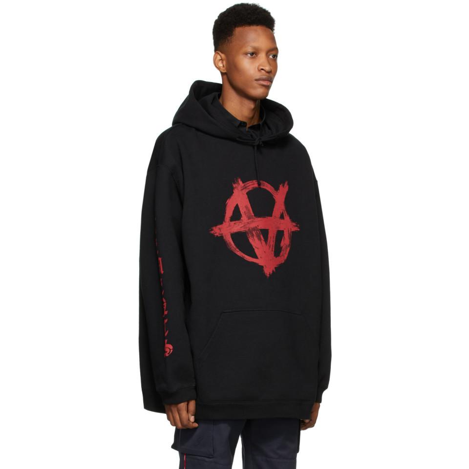 Vetements Black And Red Anarchy Hoodie for Men | Lyst