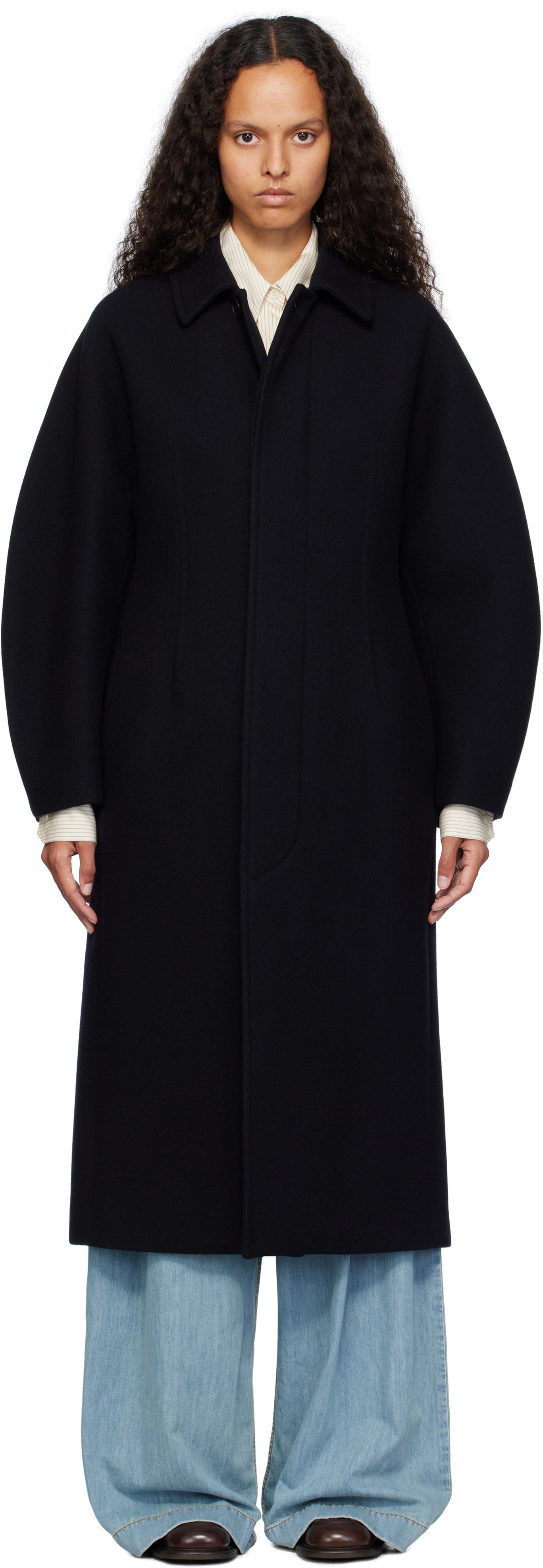 Y's Yohji Yamamoto レディース ブラック ヘリンボーン コート