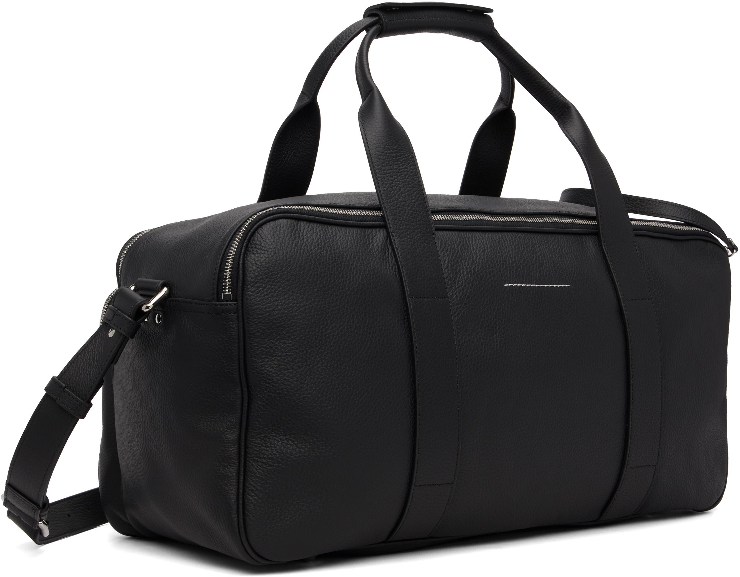 MM6 by Maison Margiela Leather Travel Duffle Bag in Black for Men