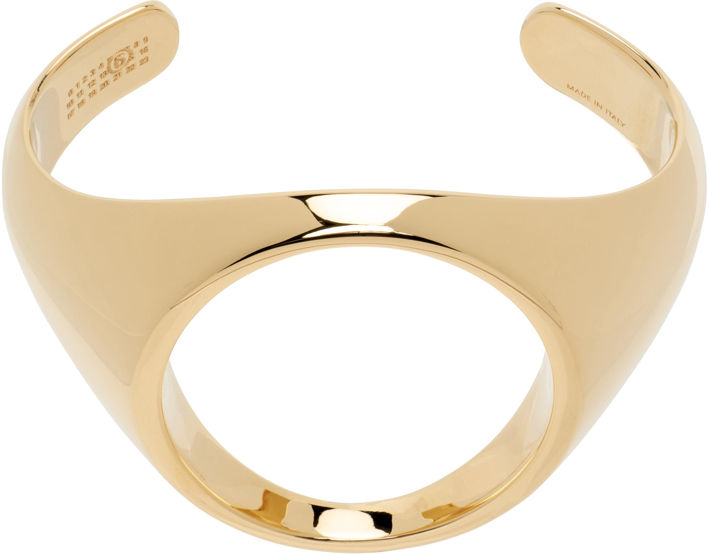 【MM6 Maison Margiela】ゴールド Minimal Logo ブレスレット MM6 Maison Margiela: Gold Numeric Minimal Signature Bracelet