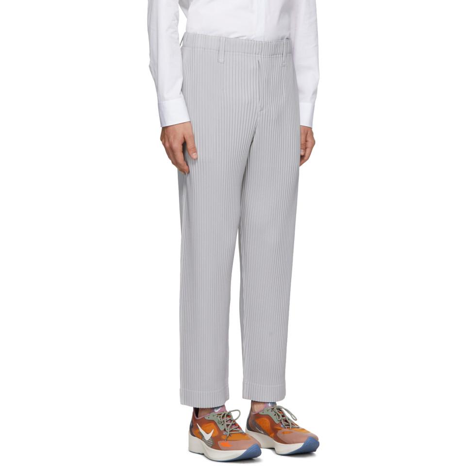 Homme Plissé Issey Miyake Grey Basics Trousers in Gray for Men Lyst