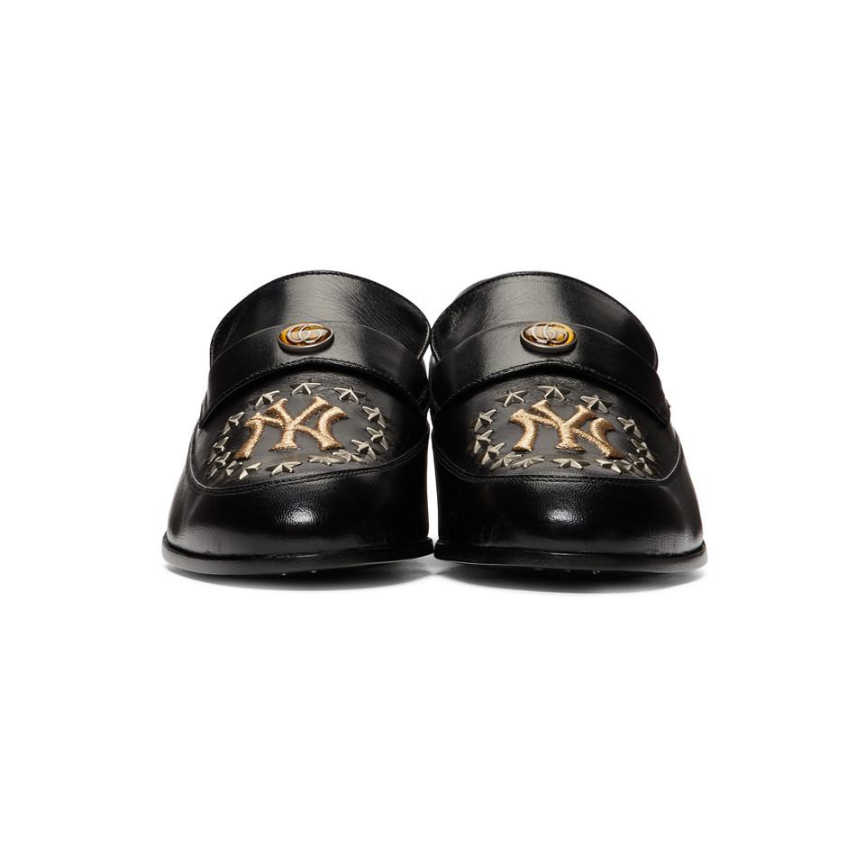 Gucci Black Ny Yankees Edition High Loomis Loafers for Men | Lyst