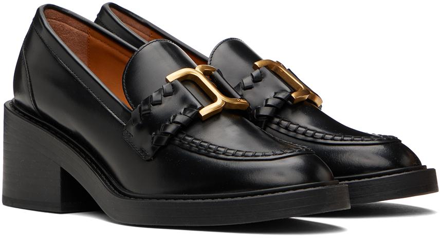 Chloé レディース ブラック Marcie ヒール ローファー フラットシューズ
