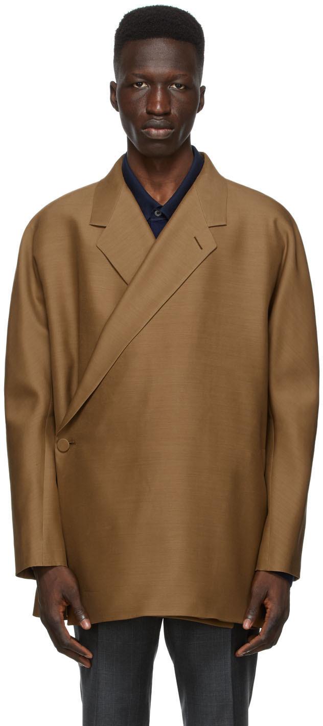 Dunhill Tan Cropped Kimono-wrap Blazer in Brown for Men | Lyst